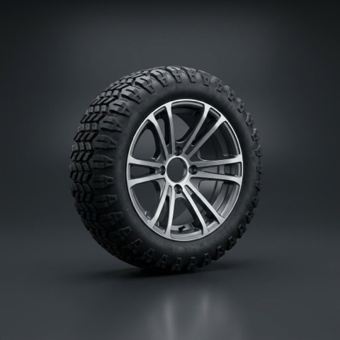 Machined alloy wheel, lifted